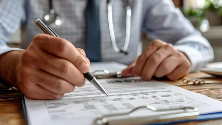 person filling out workers comp paperwork