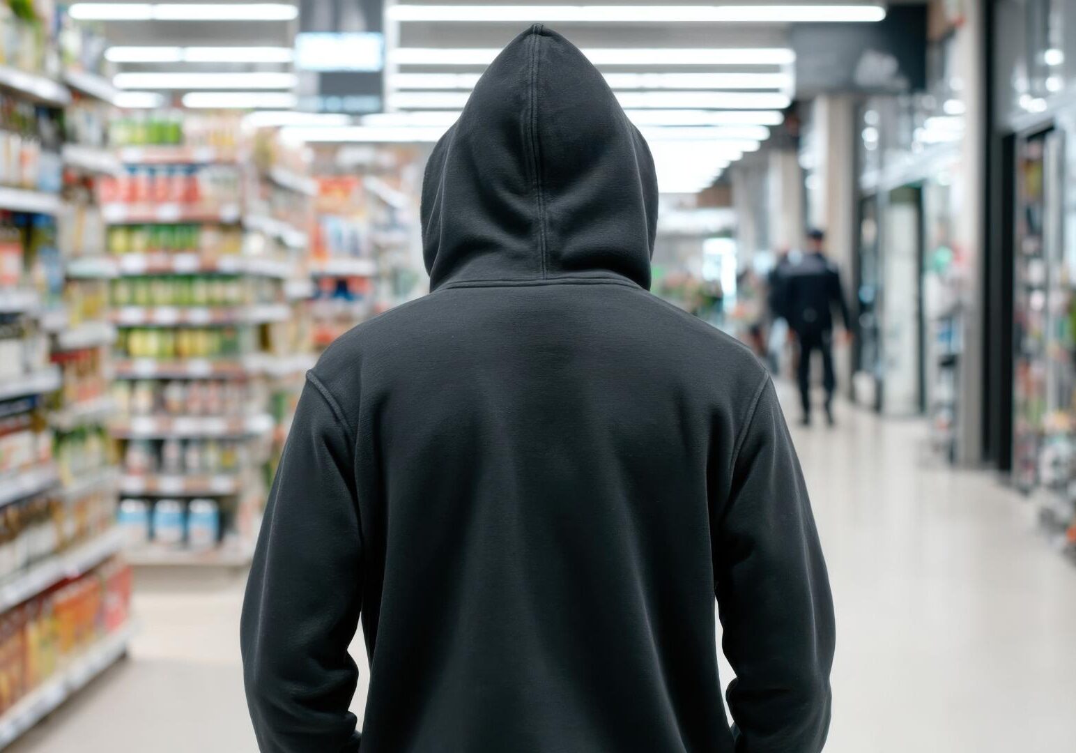 a suspicious person in a grocery store
